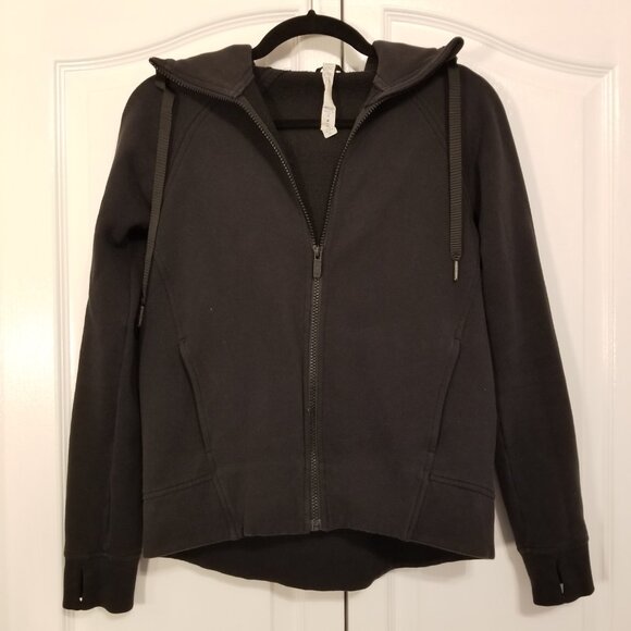Lululemon Black Hooded Zip up Sweater Cotton US 4 Thick Warm Hoodie Small Fleecy - Picture 7 of 16